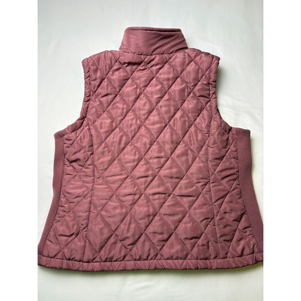 Christopher & Banks Women's XL Mauve Quilted Vest Knit Side Panels Full Zip